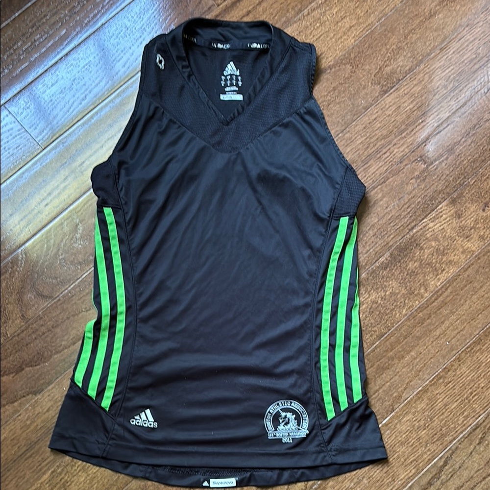 Black and Green Adidas 2011 Boston Marathon Tank Top